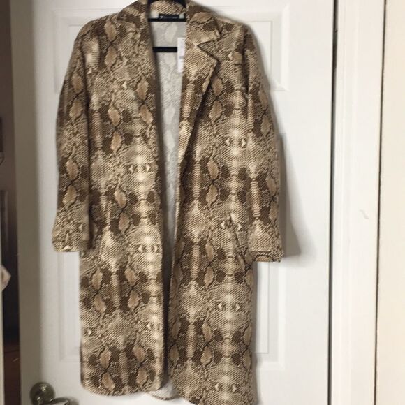 NWT NY&C brown/ cream snakeskin pattern blazer - Picture 1 of 5